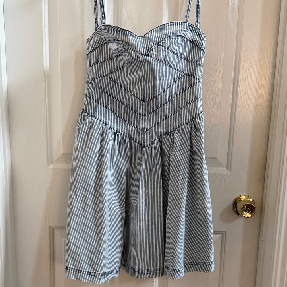 Quicksilver Striped Blue & White Denim Dress